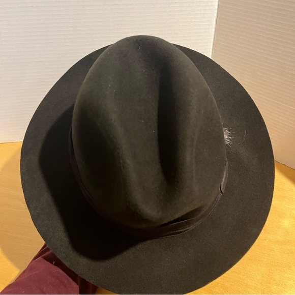 Stacy Adams Wool Fedora Hat Brown Felt Feather Ribbon Women’s Size M